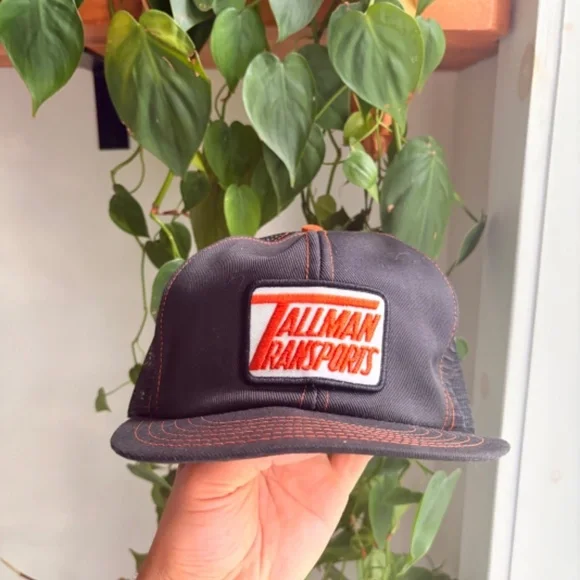 Vintage TALLMAN TRANSPORTS Trucker hat Mesh Orange Black Victory Caps - Picture 8 of 8